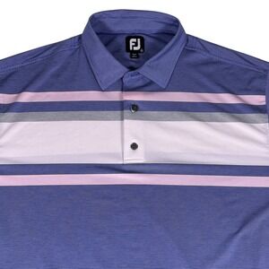 FootJoy Mens XL Striped Golf Polo Shirt Blue Pink Gray Short Sleeve